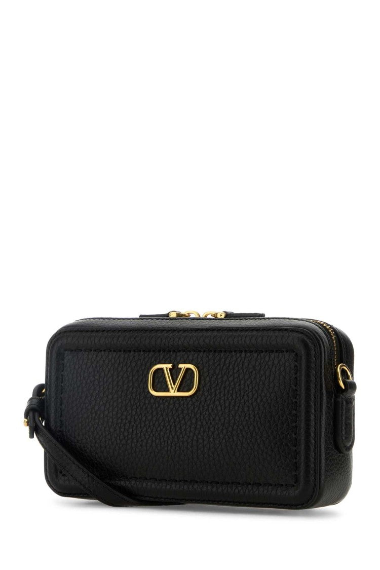 Valentino Garavani Black Leather Vlogo Crossbody Bag