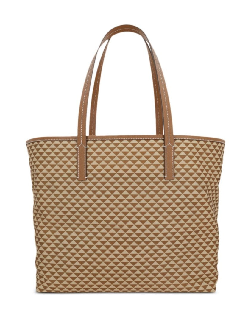 Prada Diamond Pattern Tote Bag With Leather Handles