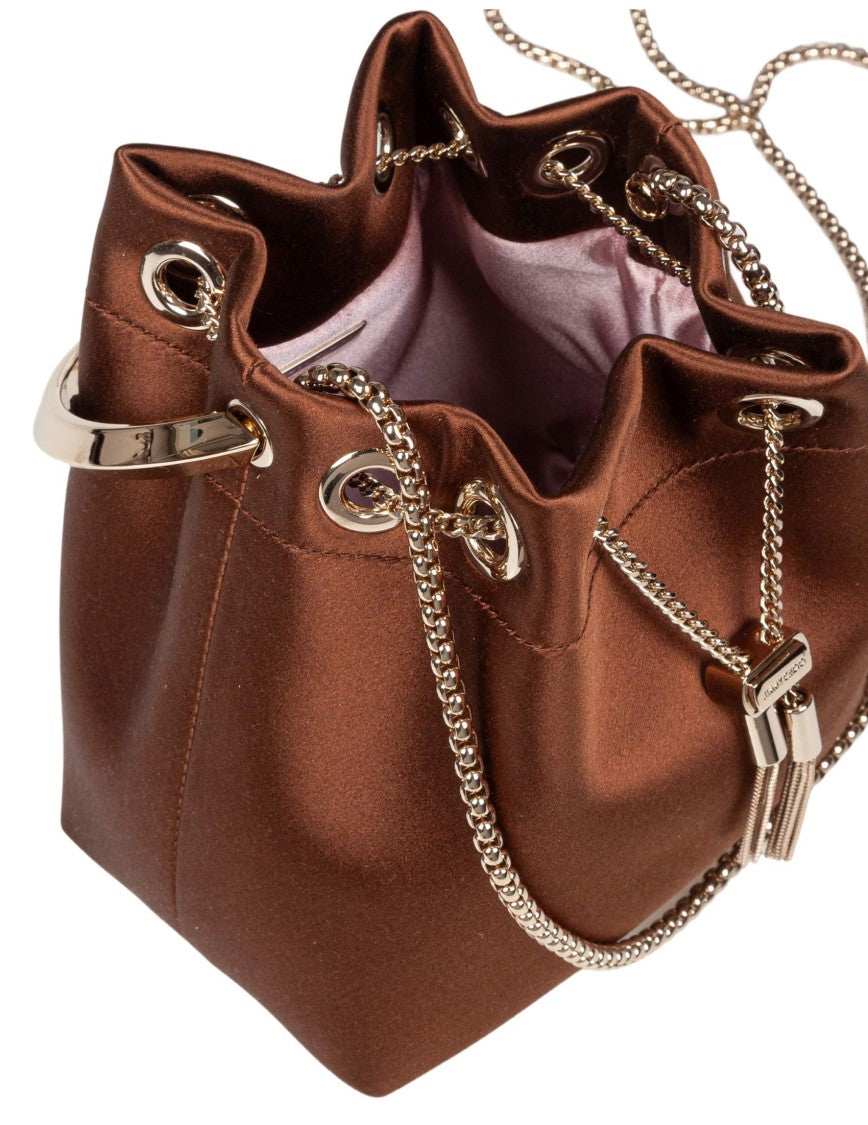 Jimmy Choo Bon Bon Fuq Satin Handbag, Bronze Color