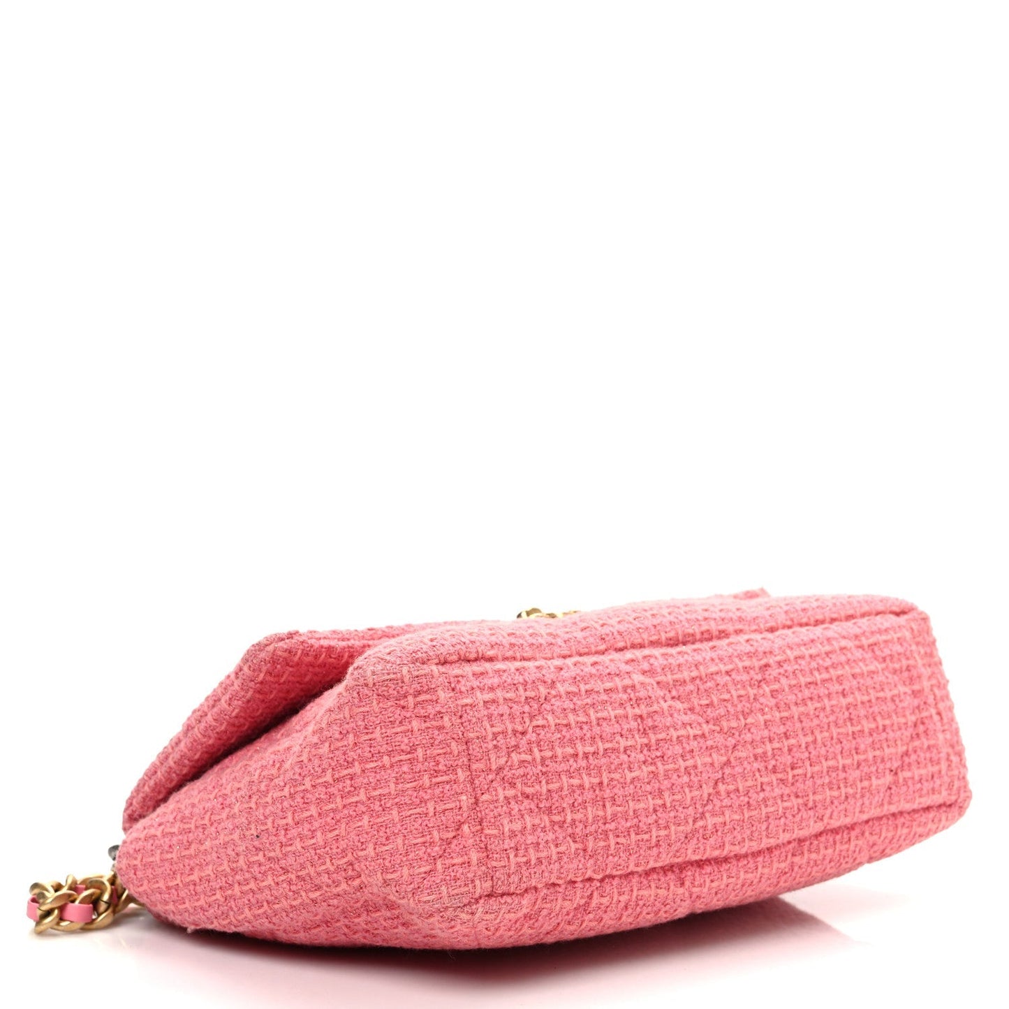 Metallic Tweed Quilted Large Chanel 19 Flap Pink