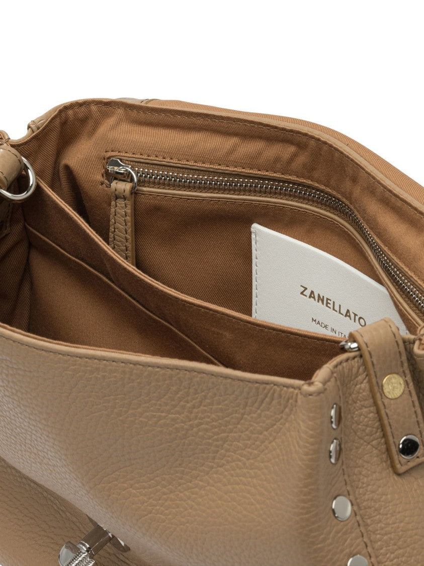 Zanellato Textured Leather Shoulder Bag With Detachable Strap