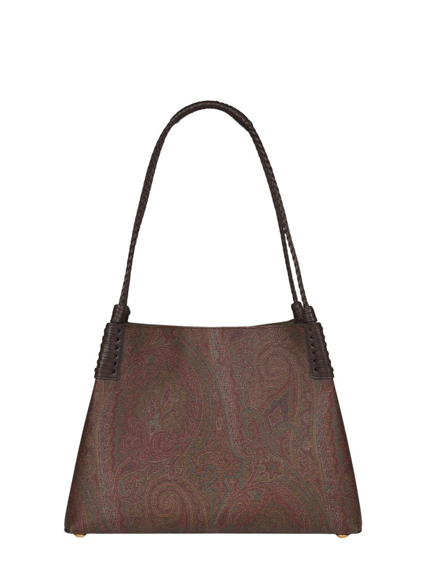 Etro Brown Paisley Jacquard Shoulder Bag