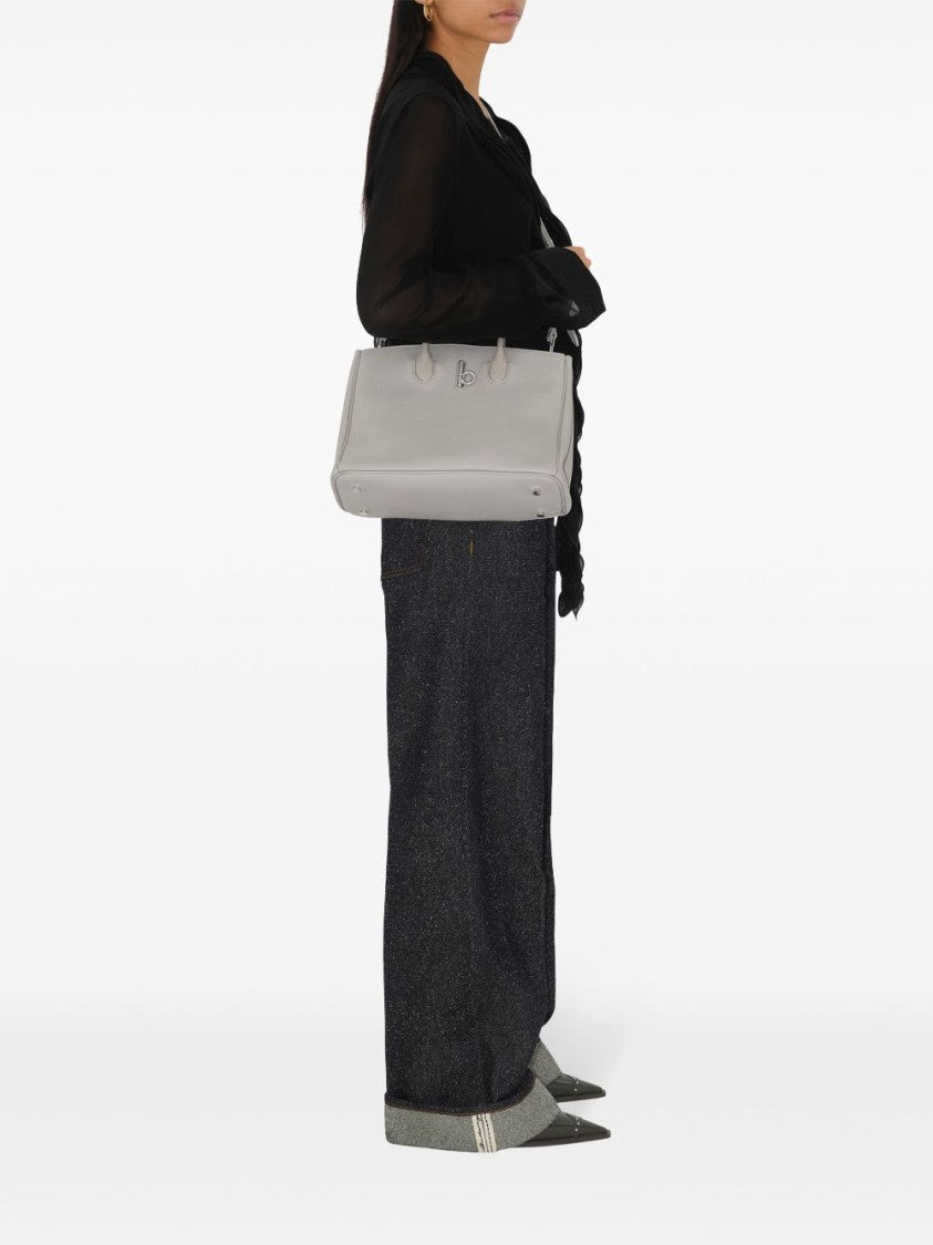 Burberry Structured Grey Bag With Textured Finish