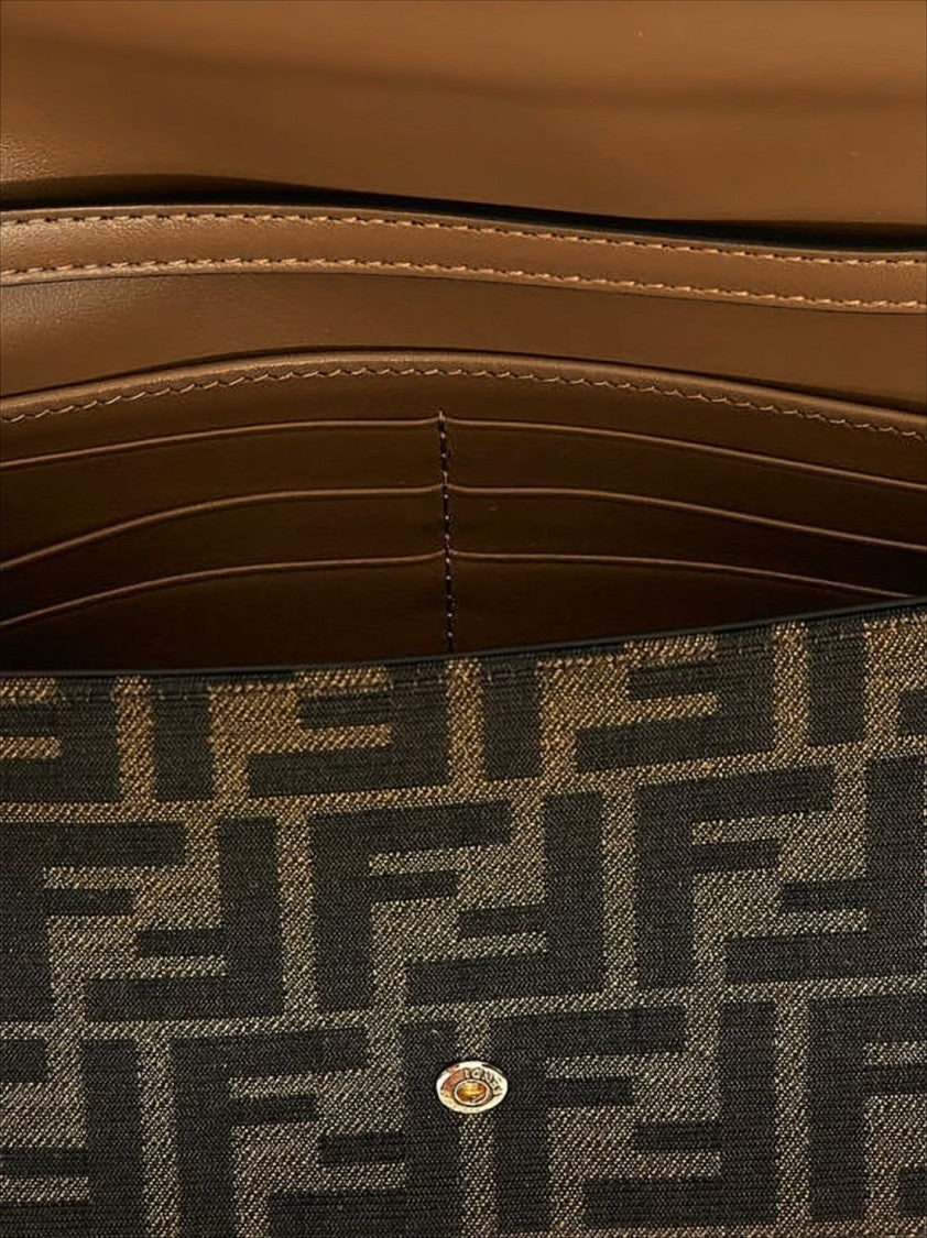 Fendi Monogram Shoulder Bag With Gold-Tone Clasp