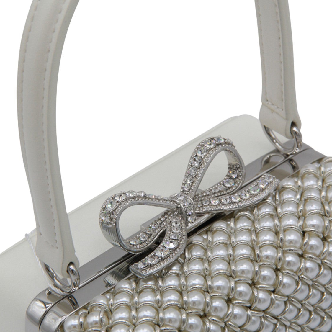 Self-Portrait Structured Handbag With Pearl-Like Bead Lattice