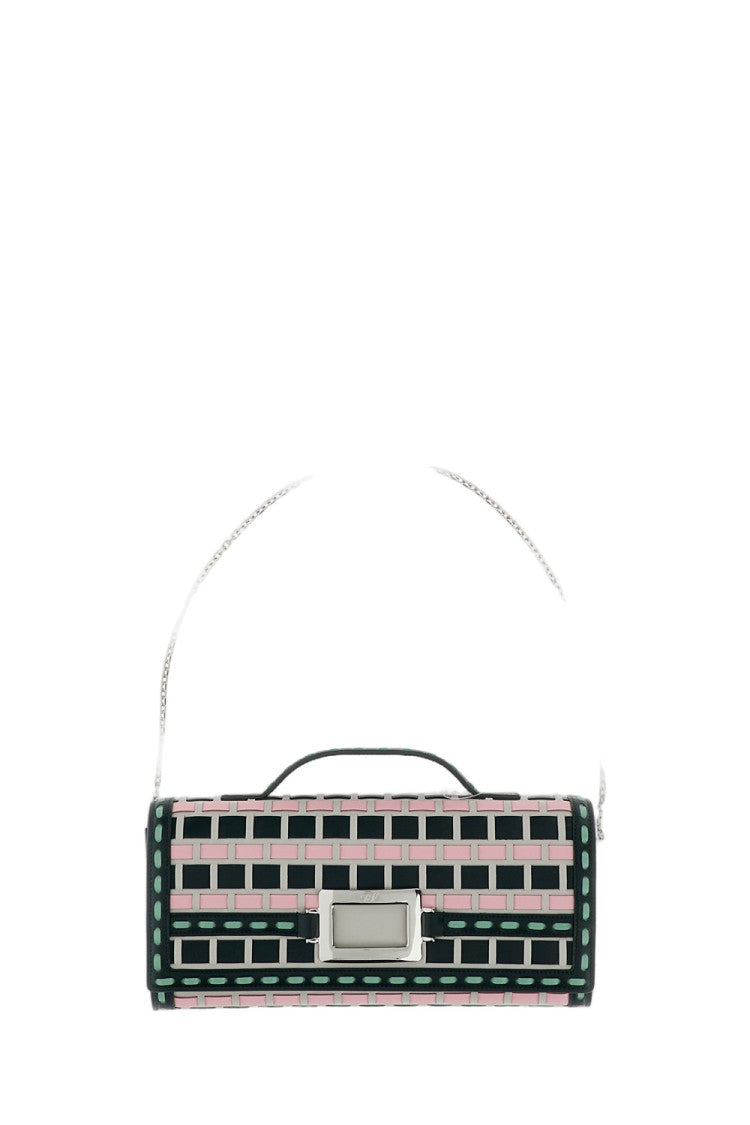 Roger Vivier Rectangular Woven Clutch Bag With Silver-Tone Clasp