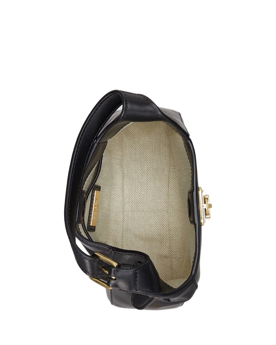Lauren Ralph Lauren Compact Black Leather Shoulder Bag