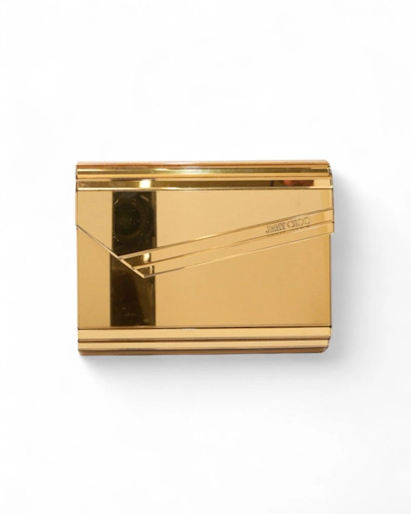 Jimmy Choo Small Mirrored Leather Candy Clutch With Golden Hardware