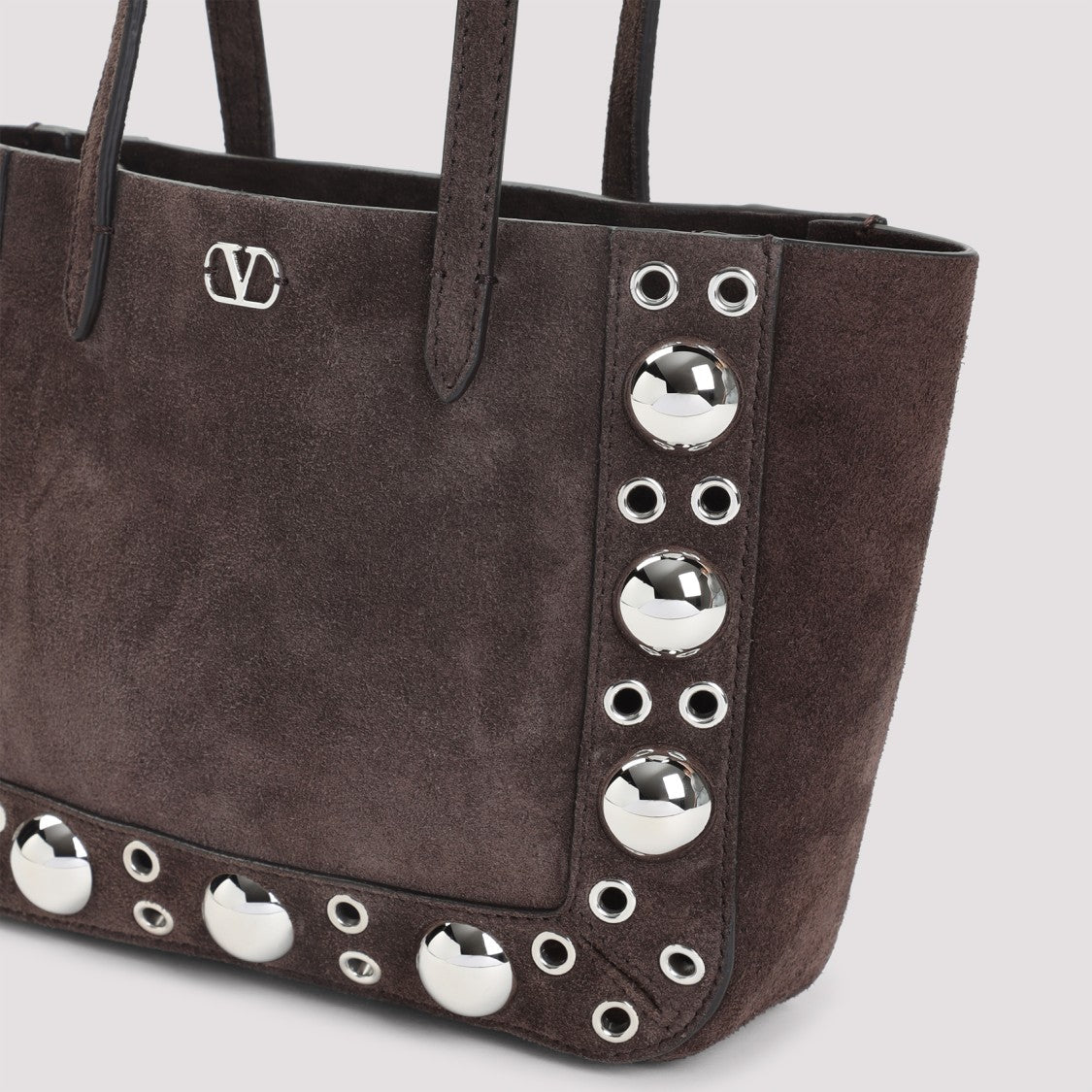Valentino Garavani Spacious Brown Cow Suede Shoulder Bag