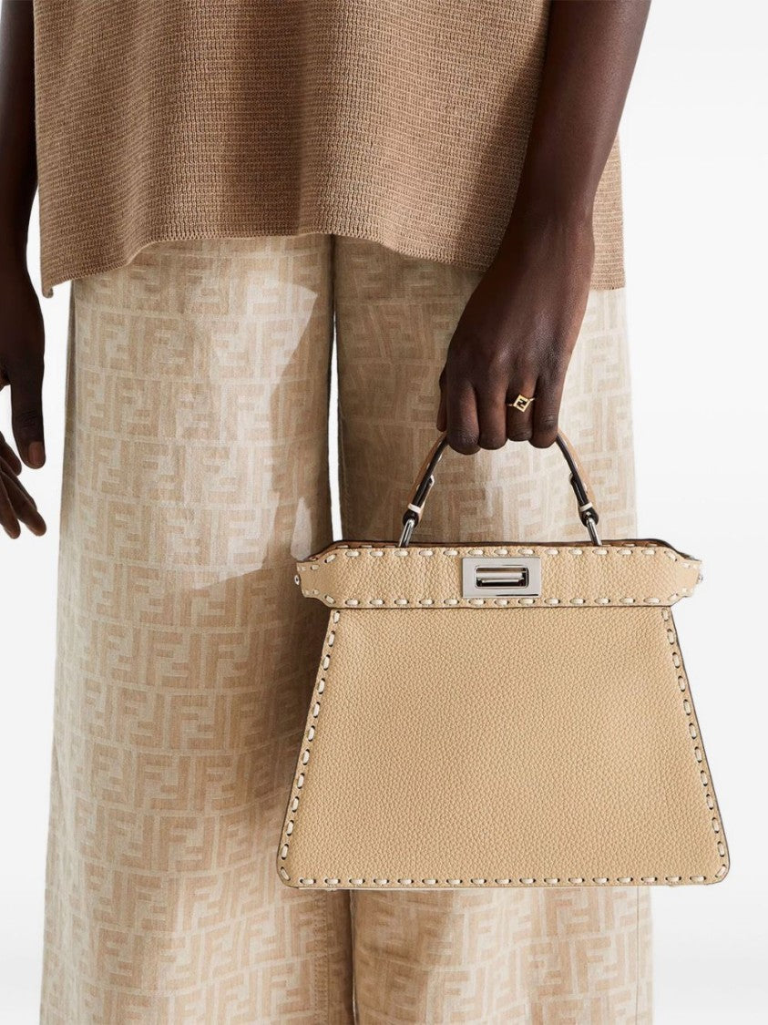 Fendi Trapezoidal Textured Leather Shoulder Bag