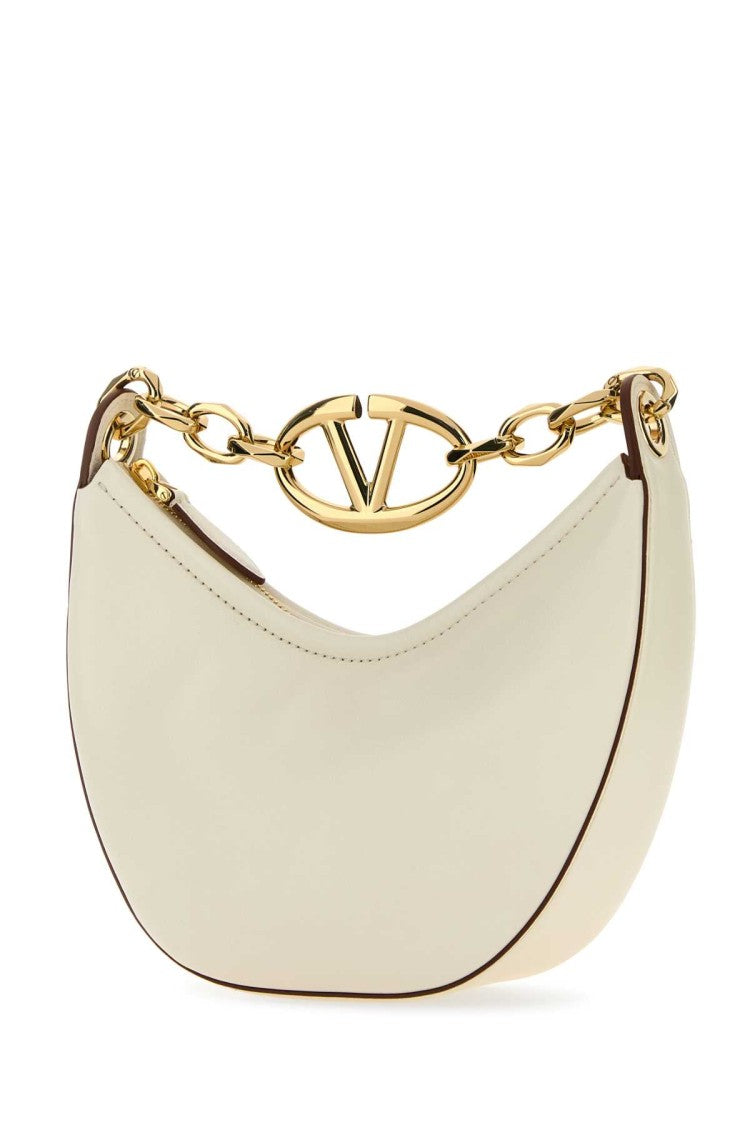 Valentino Garavani Ivory Leather Mini Hobo Vlogo Moon Handbag