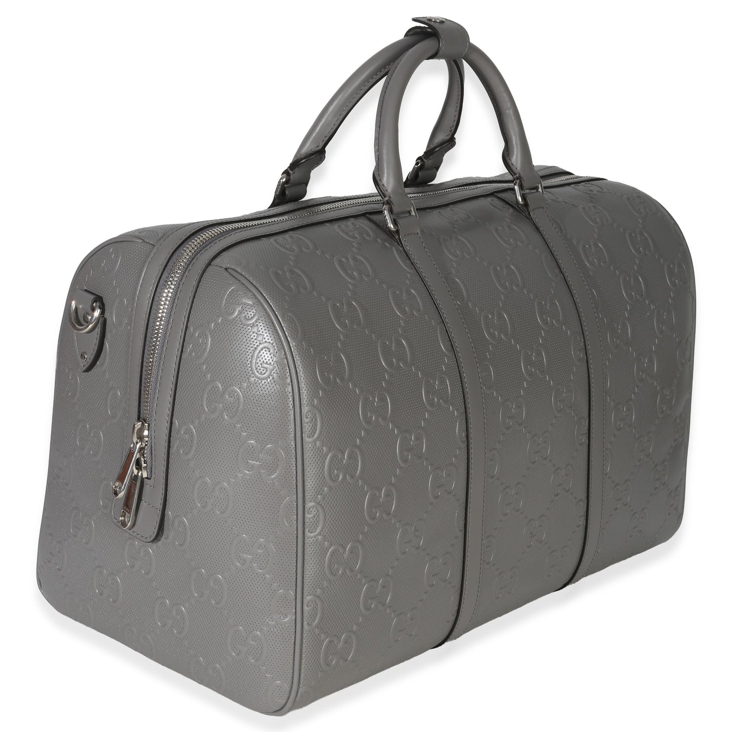 Grey Embossed Calfskin GG Tennis Medium Duffle Bag
