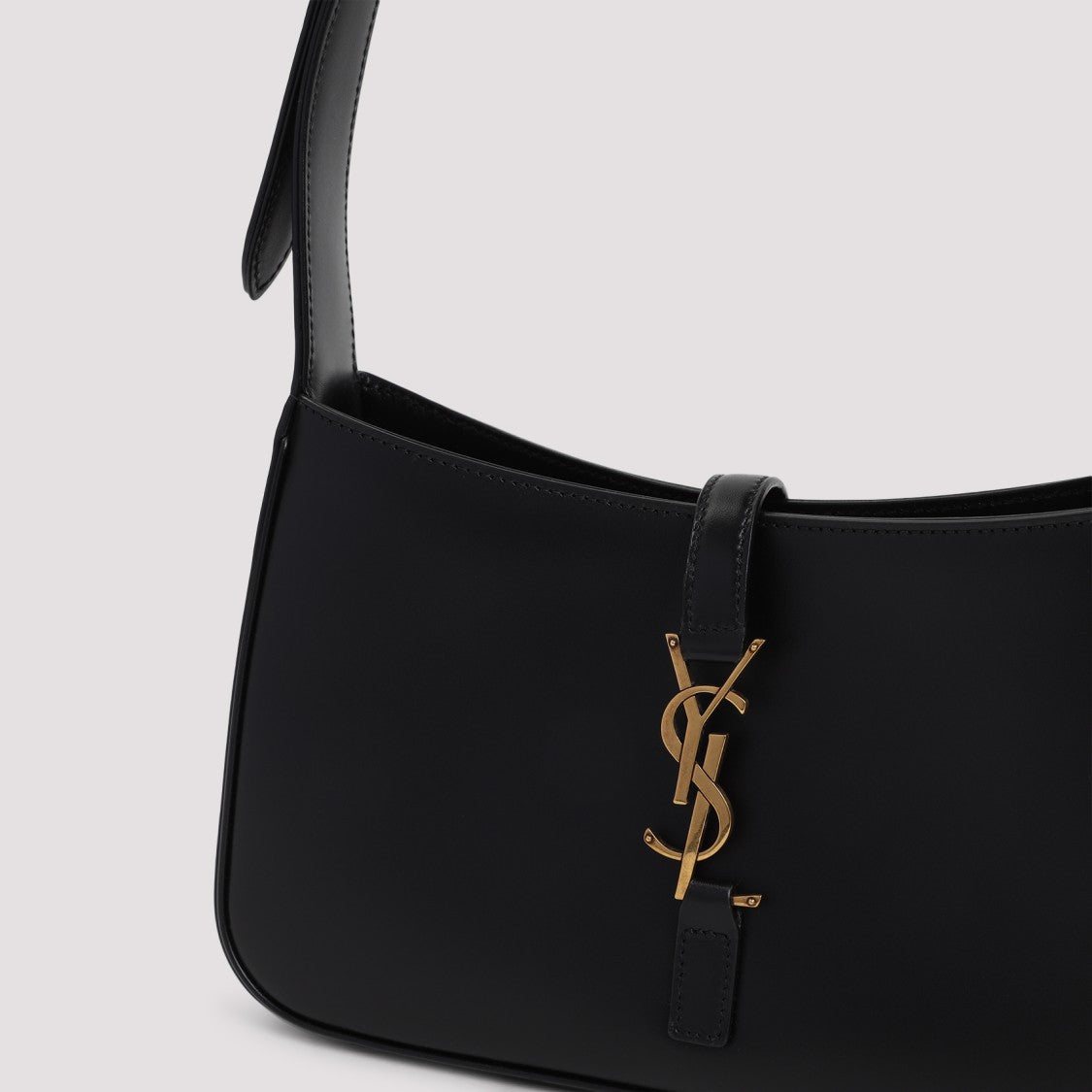 Saint Laurent Black Leather Hobo Bag With Hardware