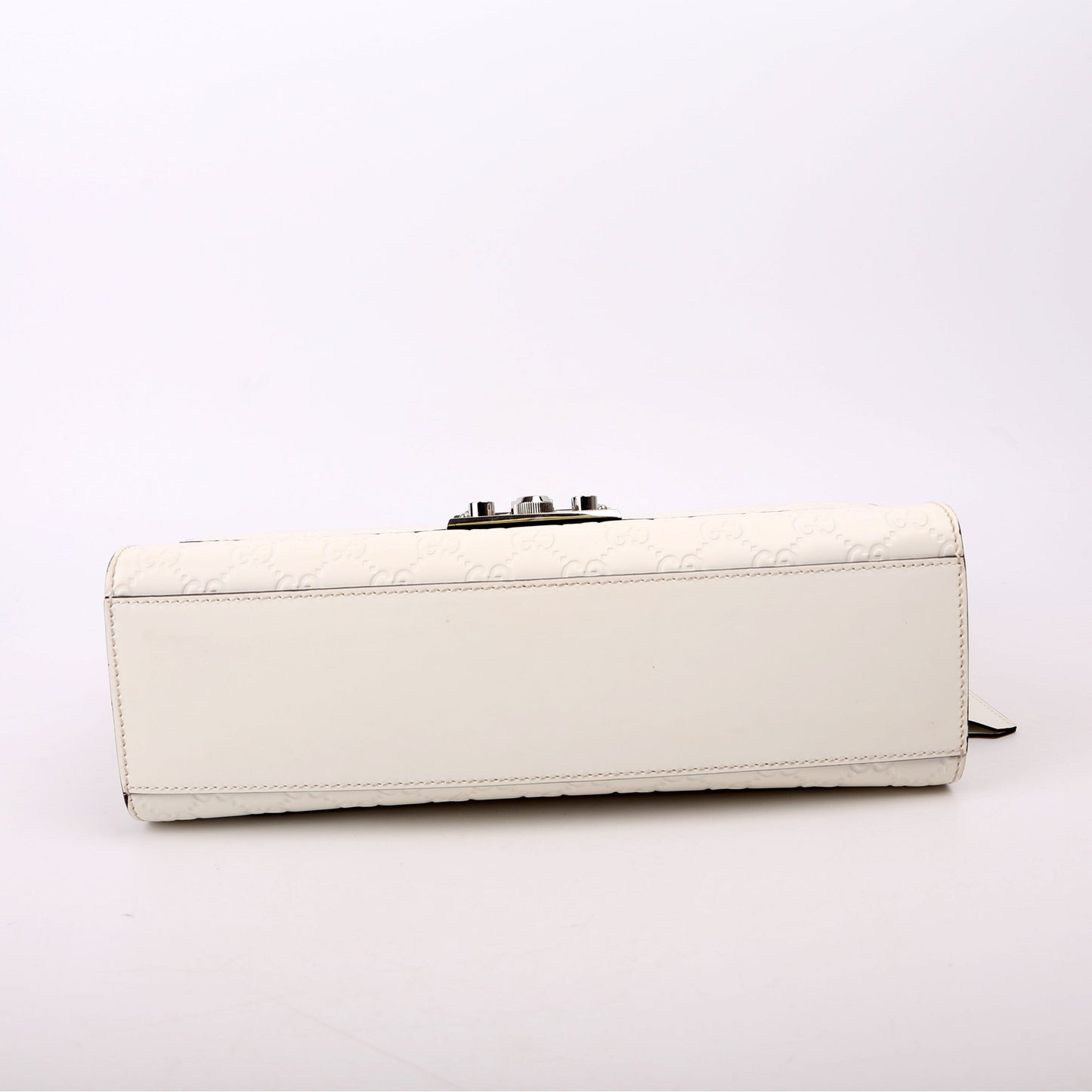 409486 Padlock GG Leather Shoulder Medium White