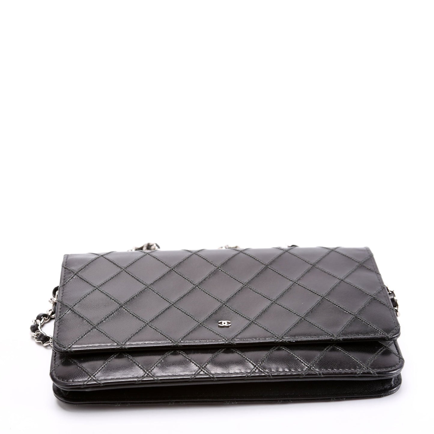 Diamond Stitch Quilted Lambskin WOC 14M Black