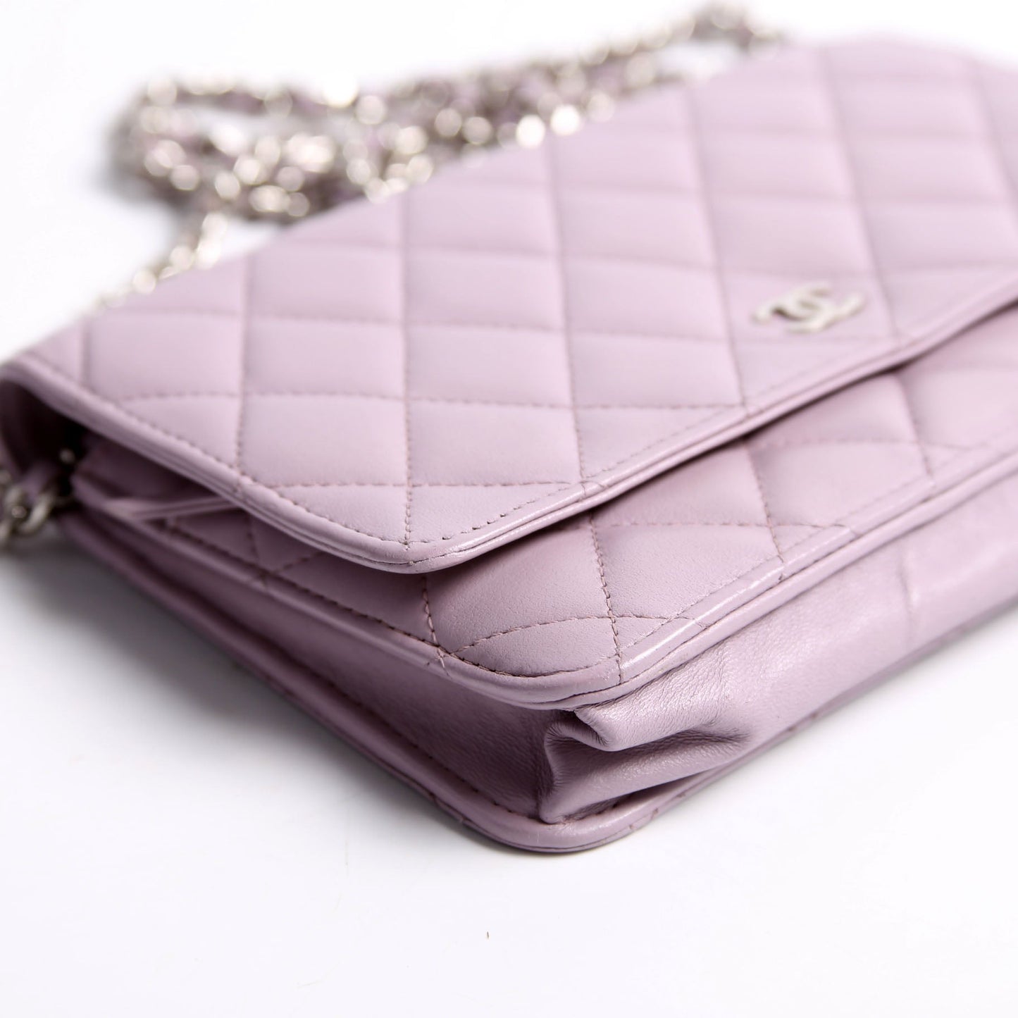 Wallet On Chain Classic Quilted Lambskin Purple