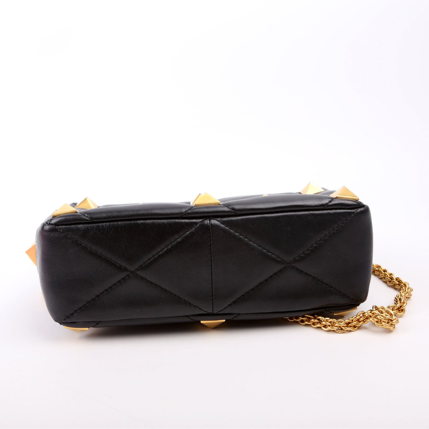 Roman Stud Medium Shoulder Bag Black