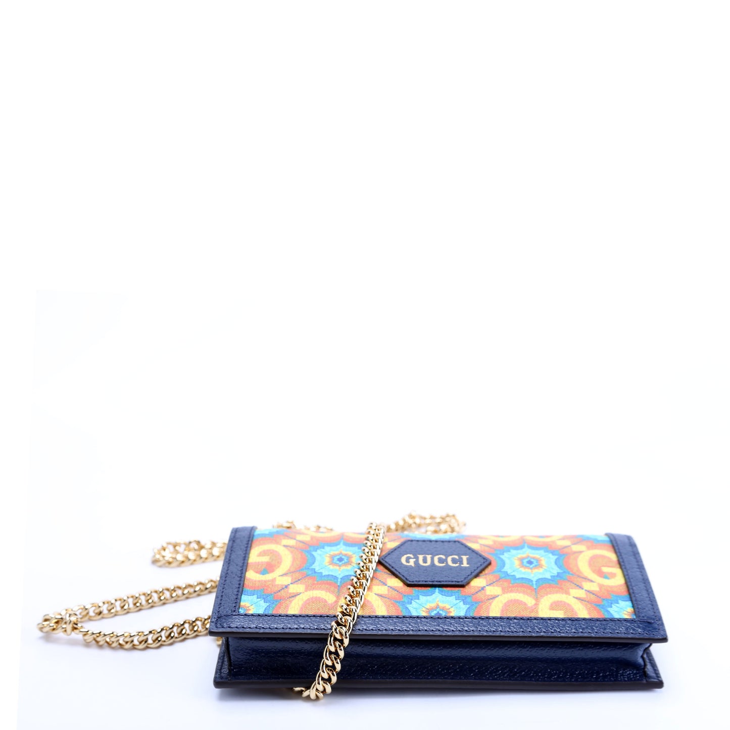 676294 GG Kaleidoscope 100 Chain Wallet Navy/Multicolor
