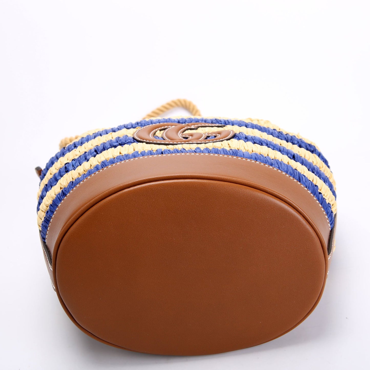 834935 Woven Mini Bucket Bag Tan/Blue