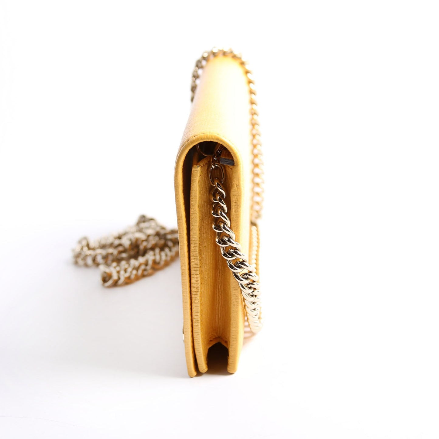 354697 Interlocking GG Chain Wallet Yellow