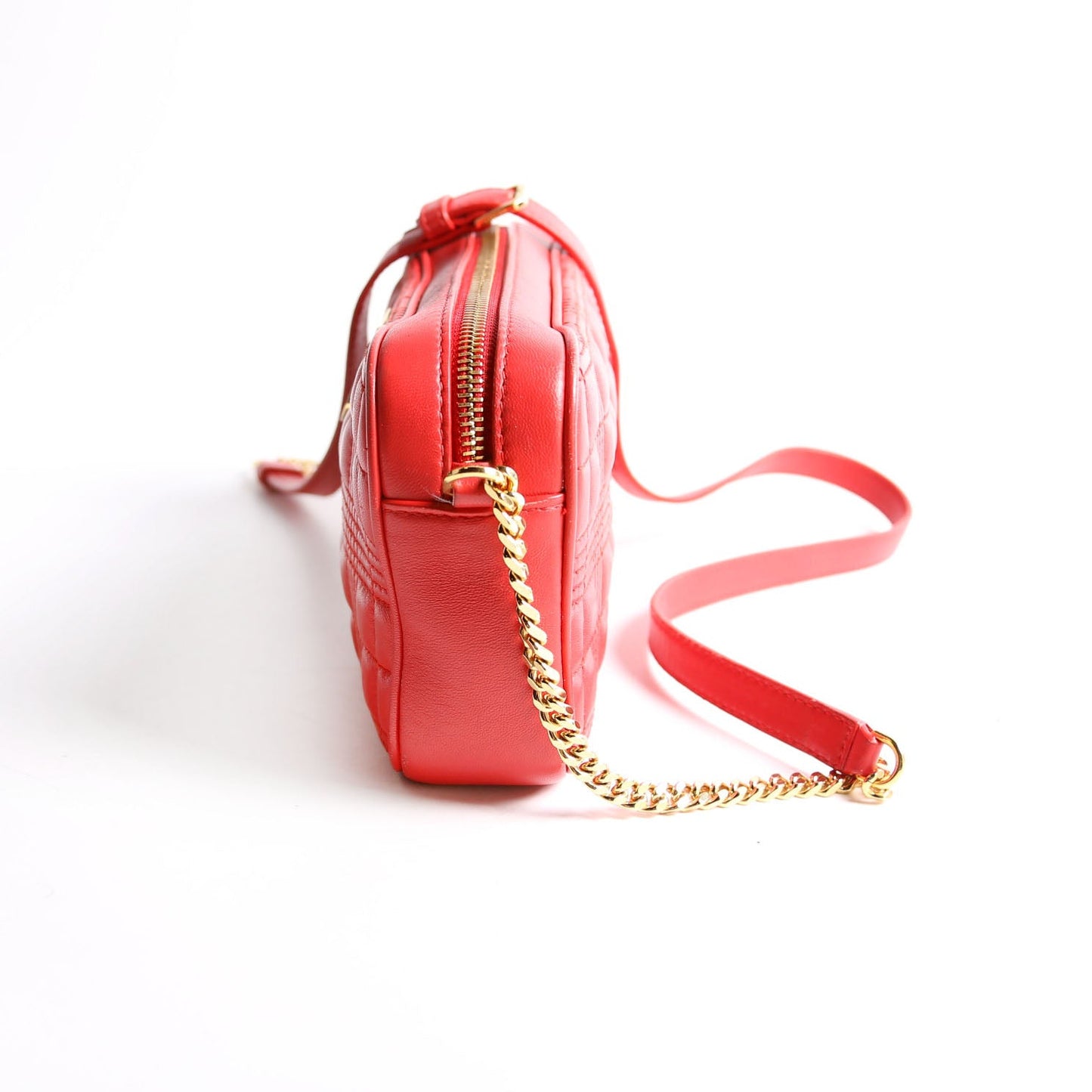 Lola Small Camera Bag Quilted Leather Red