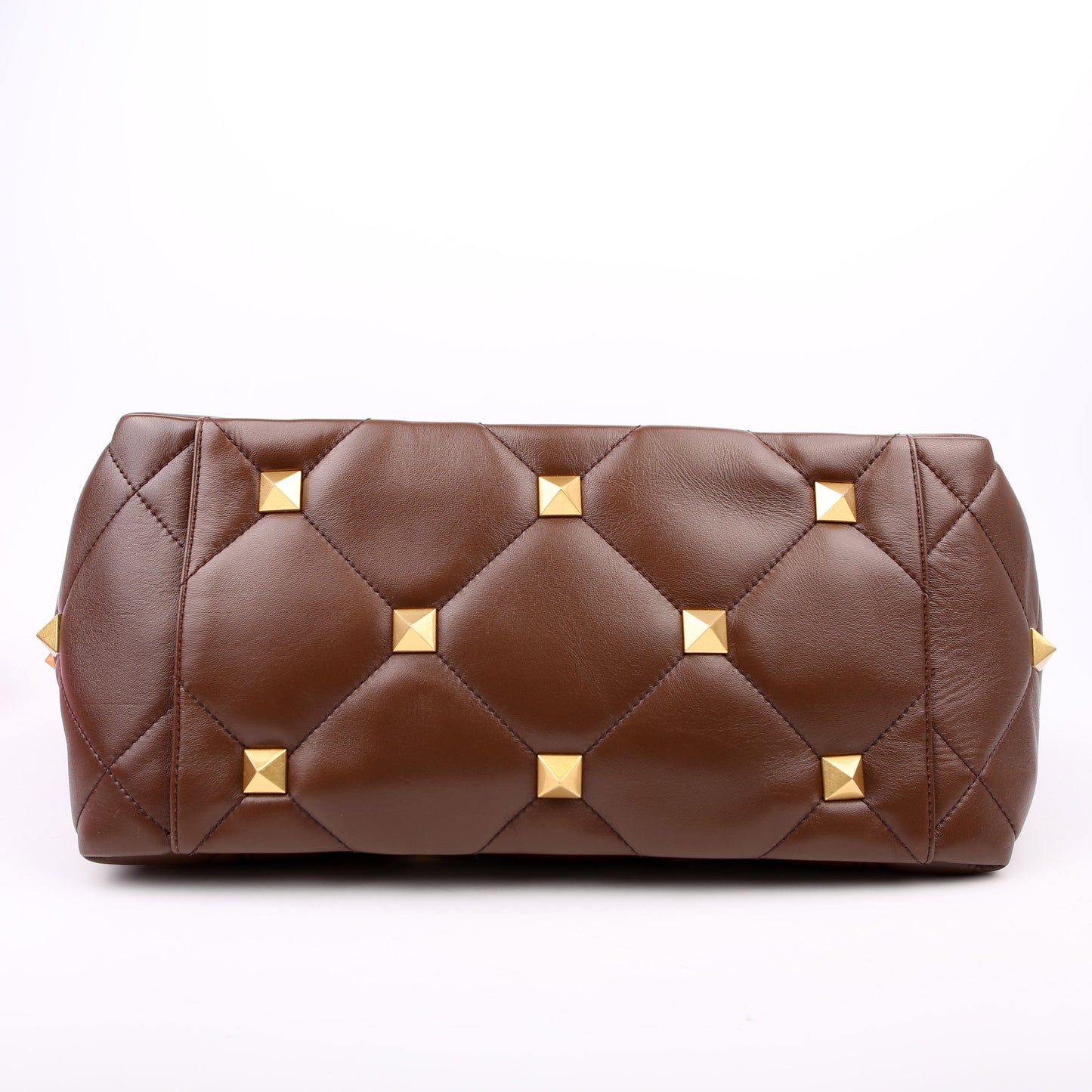 Roman Stud Leather Tote Brown