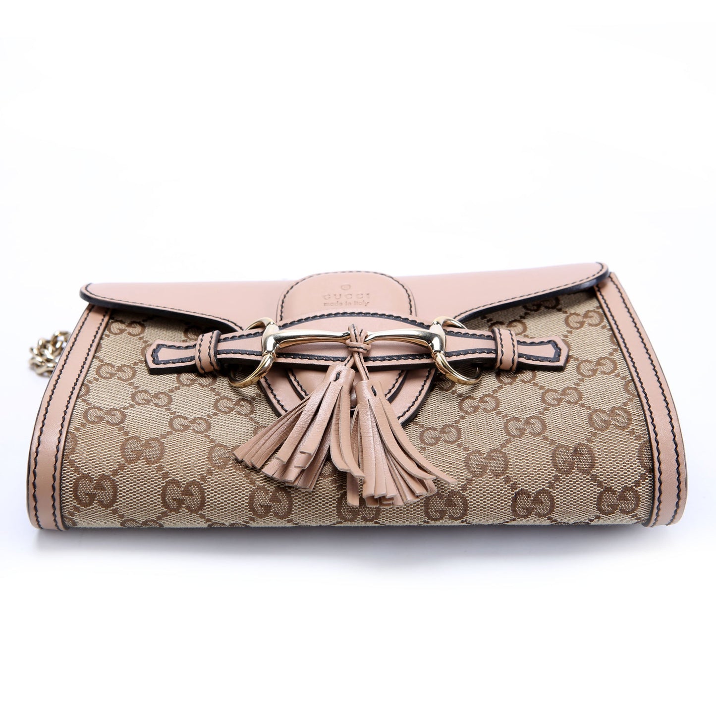 283063 Emily Chain Mini Canvas/Calfskin Tan