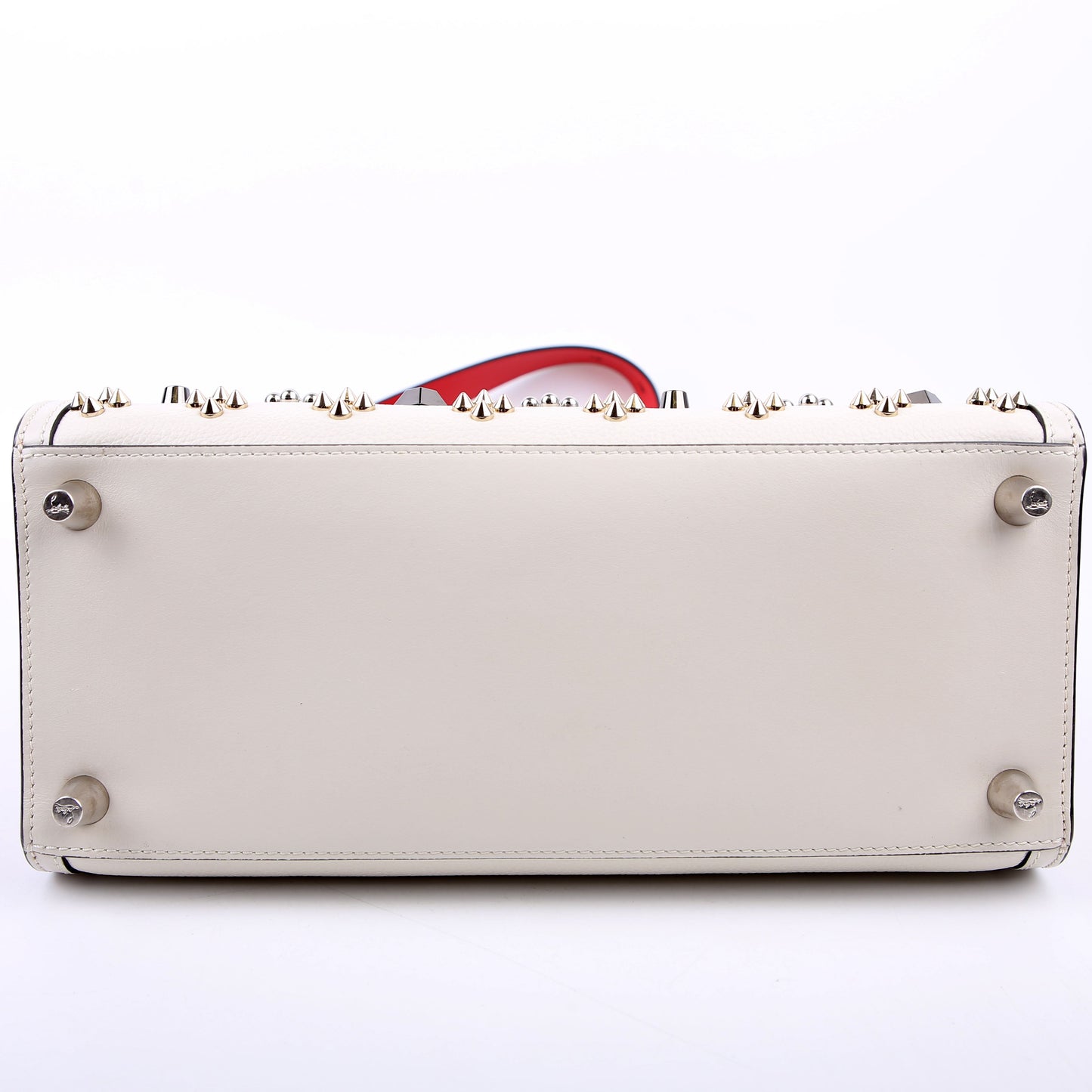 Paloma Medium Satchel Calfskin Spikes Loubinthesky White