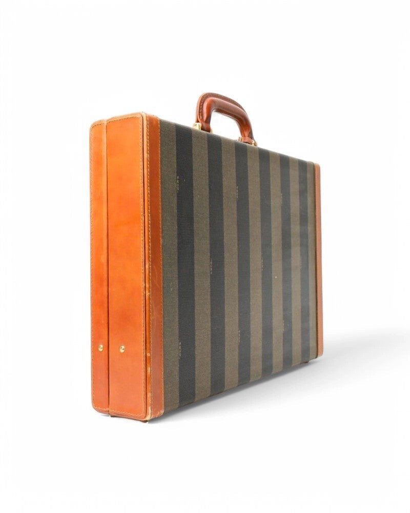 Fendi Brown Striped Hard Document Holder