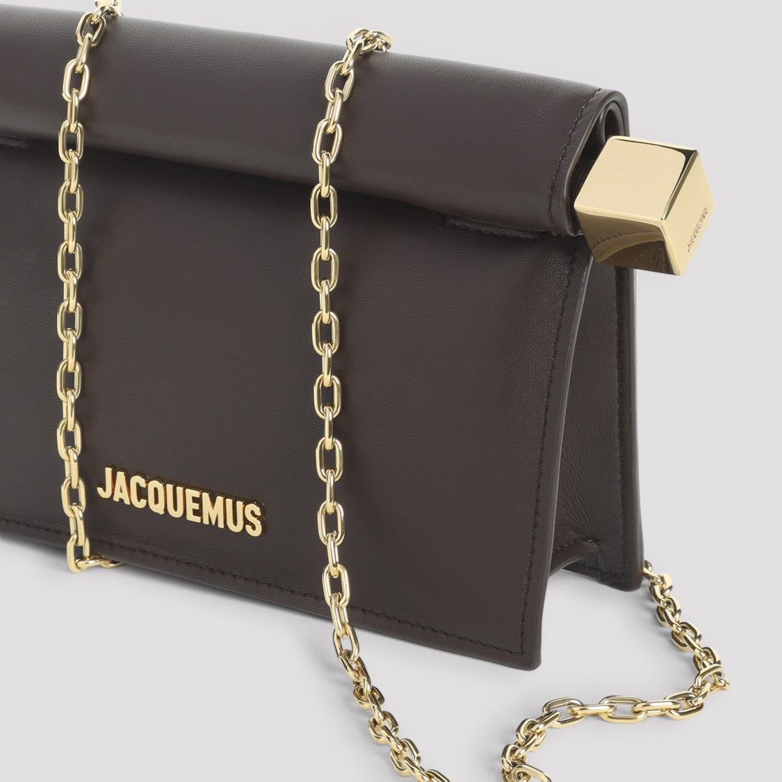Jacquemus Dark Brown Leather La Pochette Rond Carré