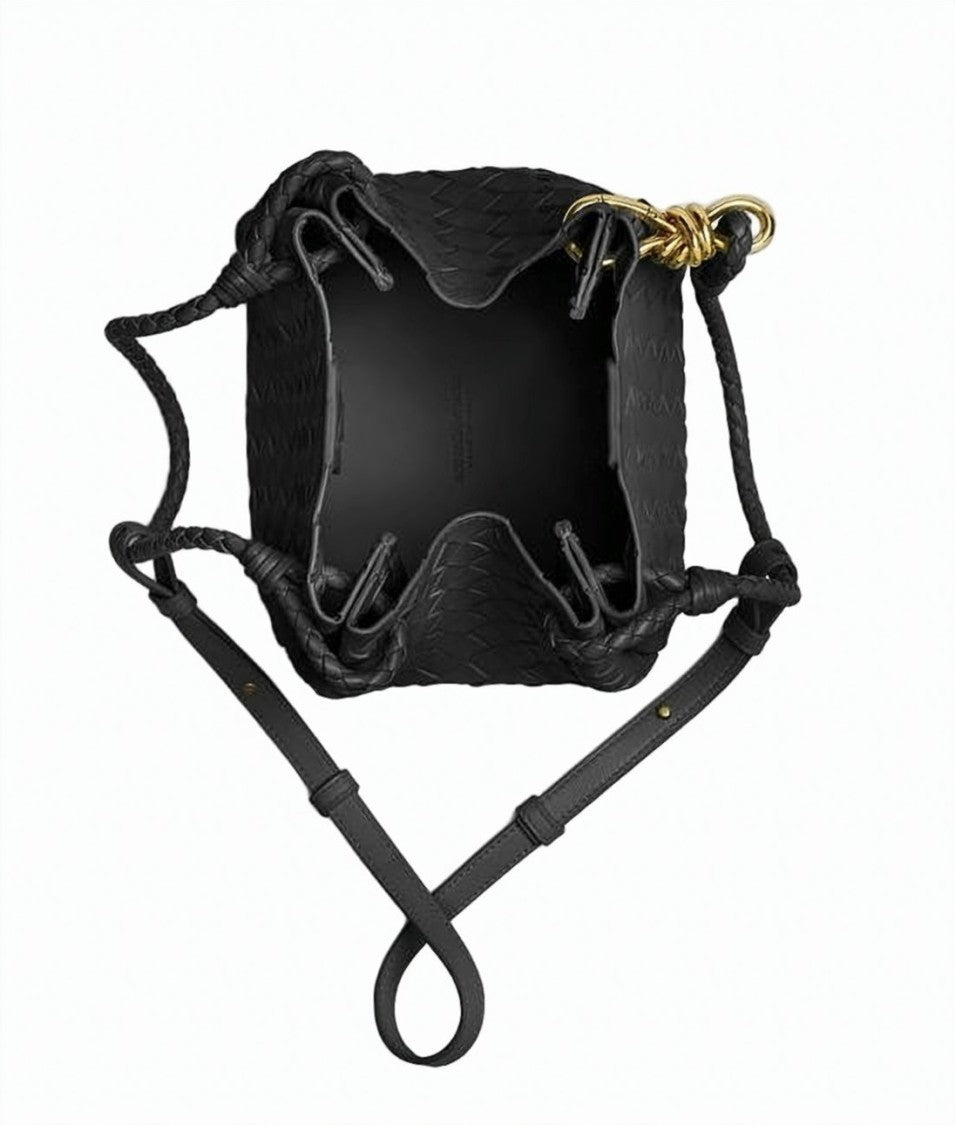Bottega Veneta Intricate Woven Small Shoulder Bag With Braided Handle