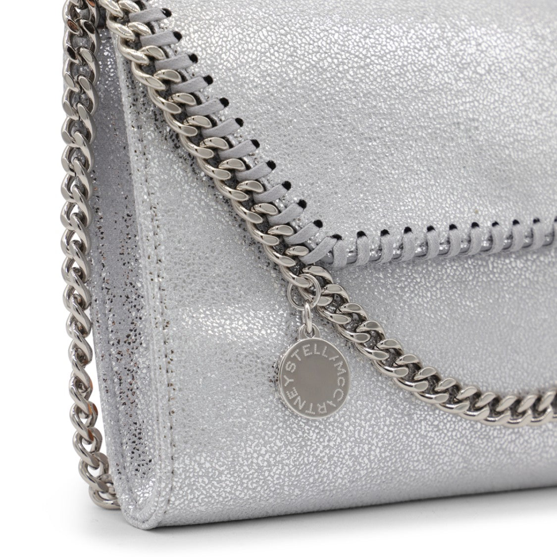 Stella Mccartney Silver Faux Leather Falabella Mini Crossbody Bag