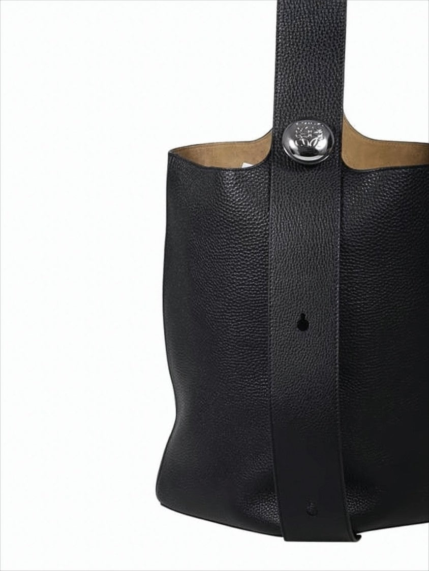 Loewe Textured Black Calf Leather Tote Bag