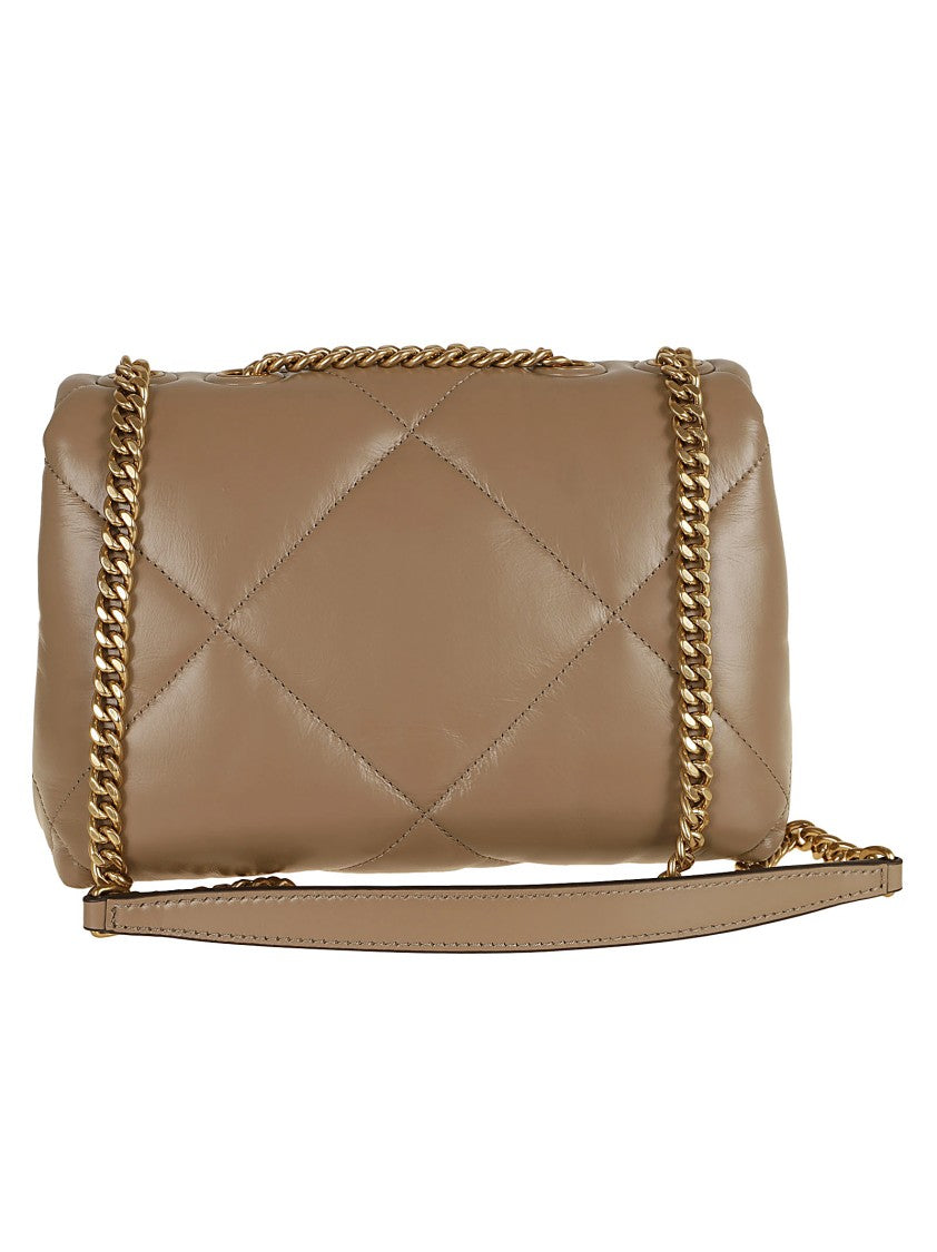 Tory Burch Brown Kira Diamond Quilt Convertible Soft Leather Bag