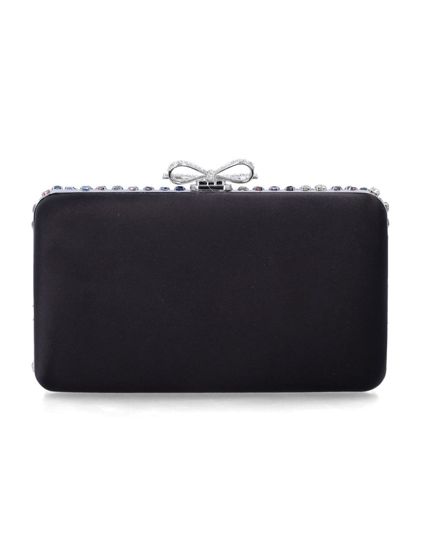 Self-Portrait Multi Crystal Chainmail Clutch With Silver Bow Clasp