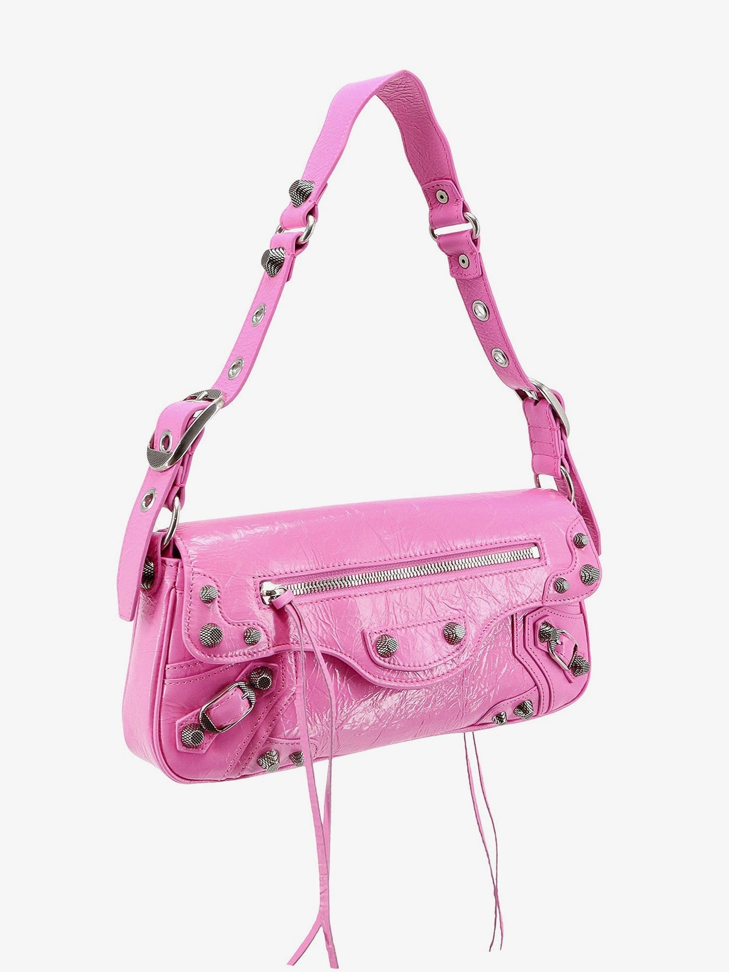 Leather shoulder bag with metal details