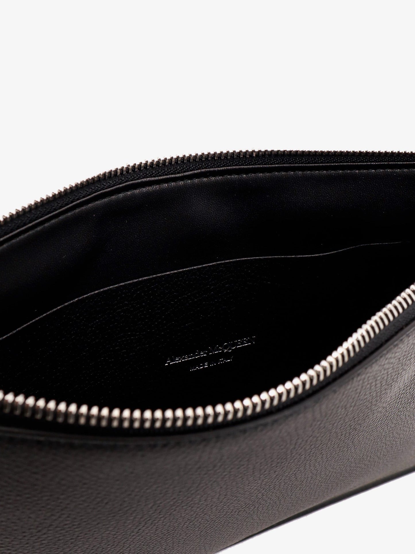 Leather clutch with mcqueen graffiti logo