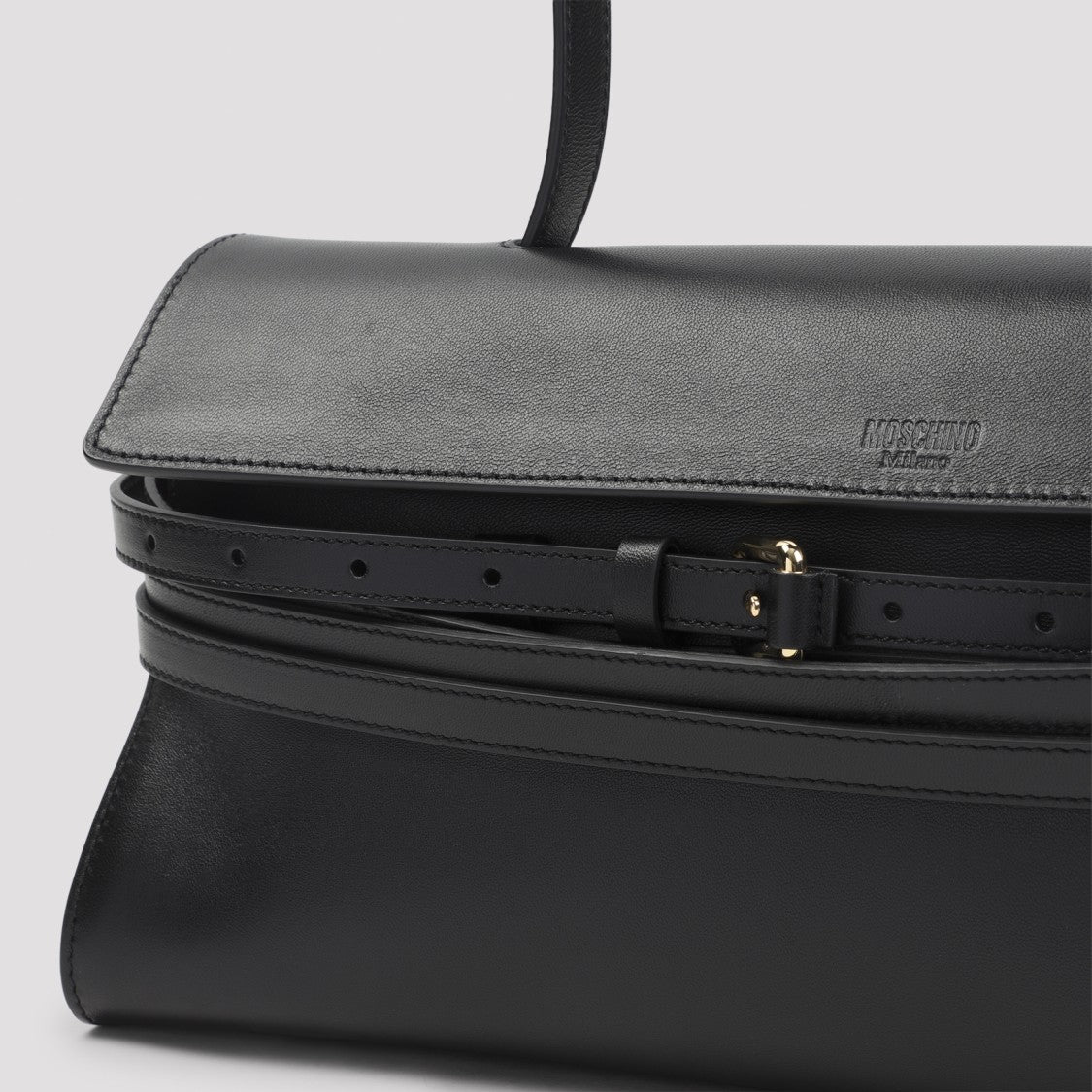 Moschino Black Nappa Leather Shoulder Bag With Structured Silhouette