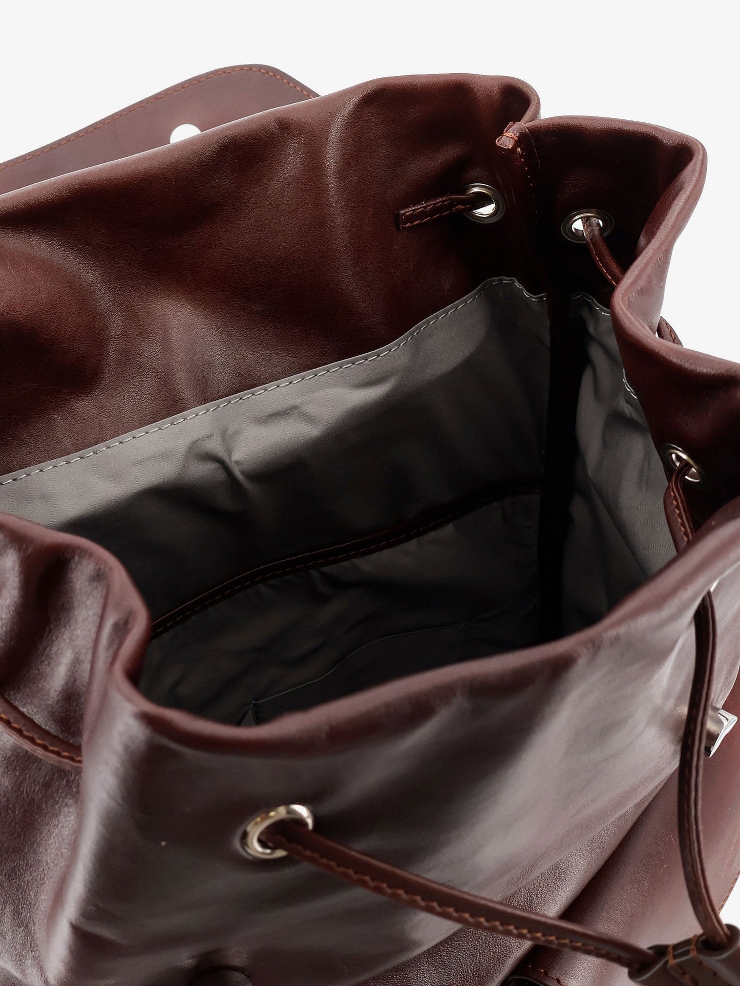 Leather backpack with front lettering logo