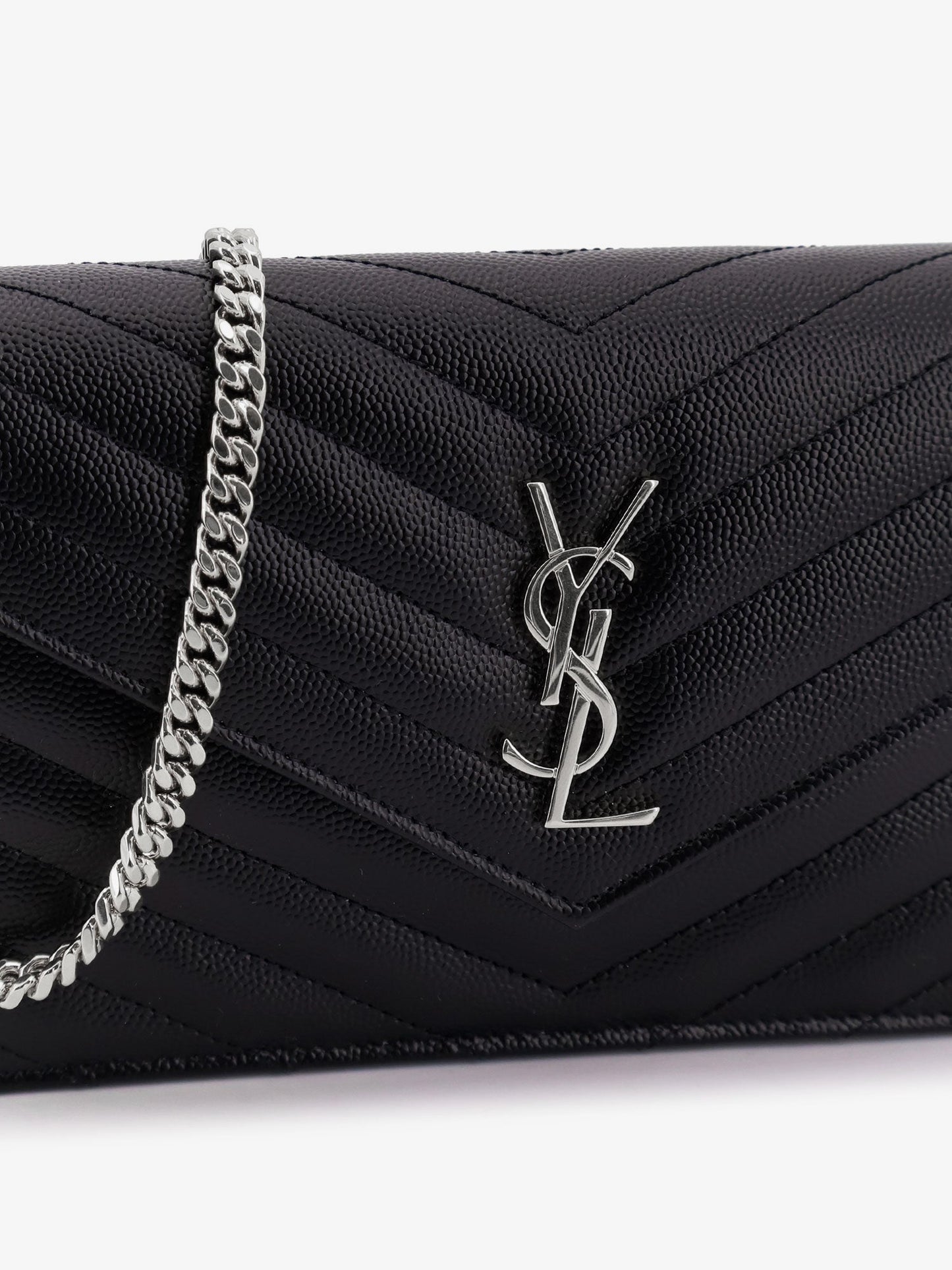 Envelope leather wallet crossbody bag with chain shoulder strap
