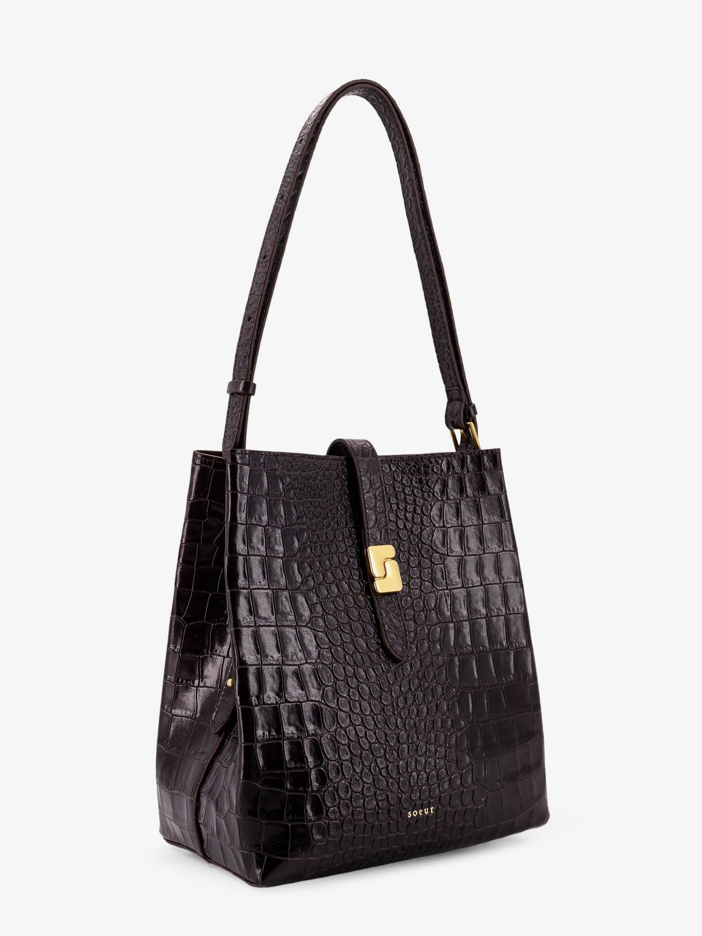 Bello leather shoulder bag with croco effect