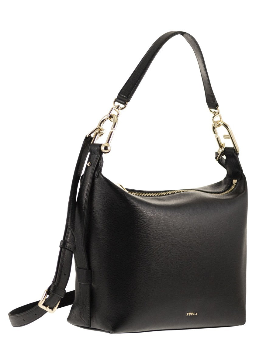 Furla Geometric Leather Hobo Bag With Arcosfera Hardware