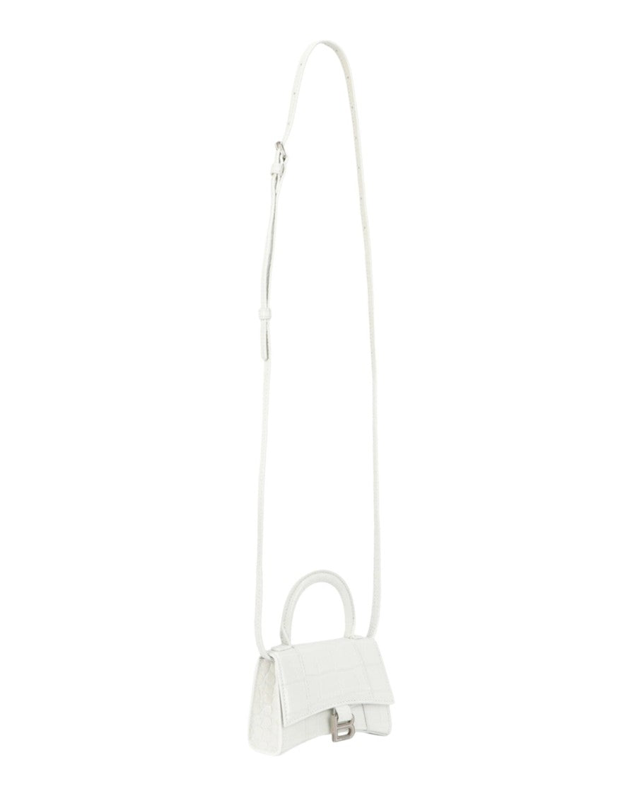 Balenciaga Hourglass Xs Crocodile Embossed Top Handle Bag