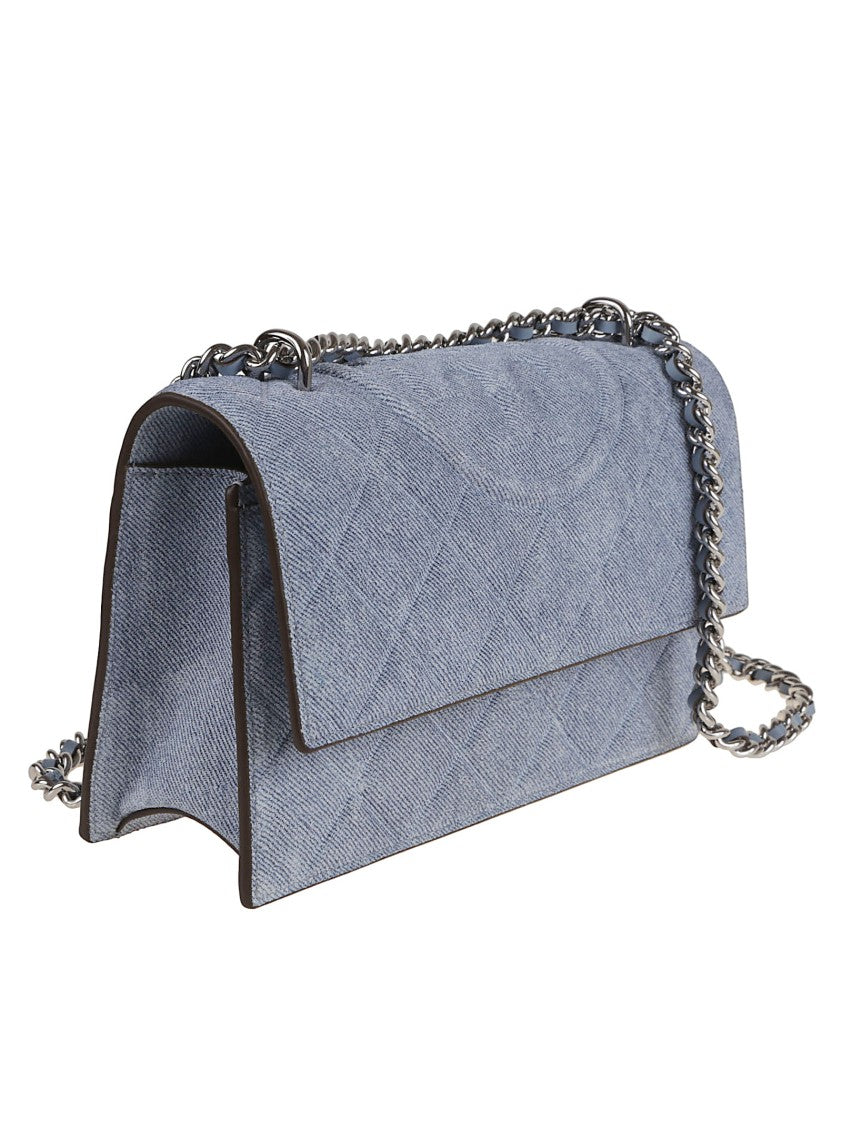 Tory Burch Fleming Denim Small Convertible Shoulder Bag