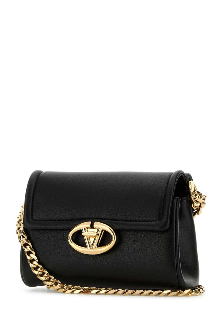 Valentino Garavani Black Leather Vlogo Shoulder Bag