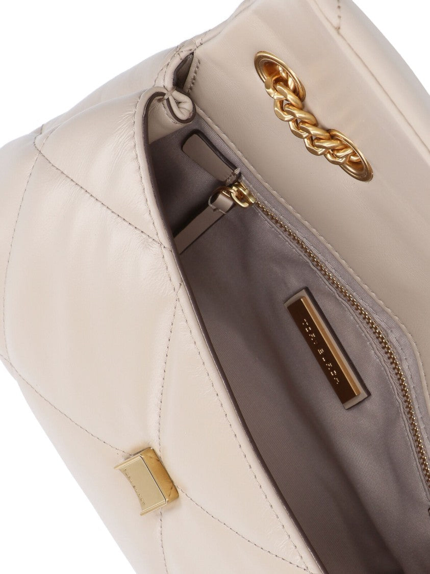 Tory Burch Diamond Quilted Light Grey Calf Leather Shoulder Bag