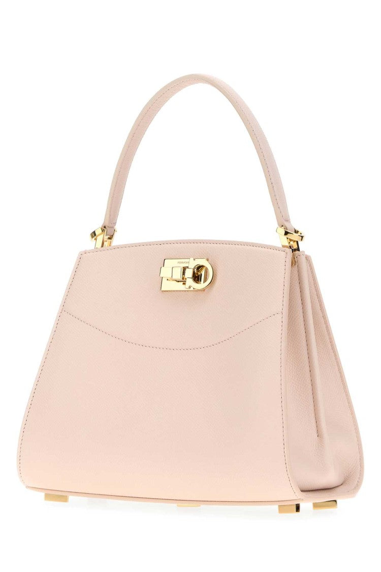 Salvatore Ferragamo Pastel Pink Leather Small Studio Box Handbag