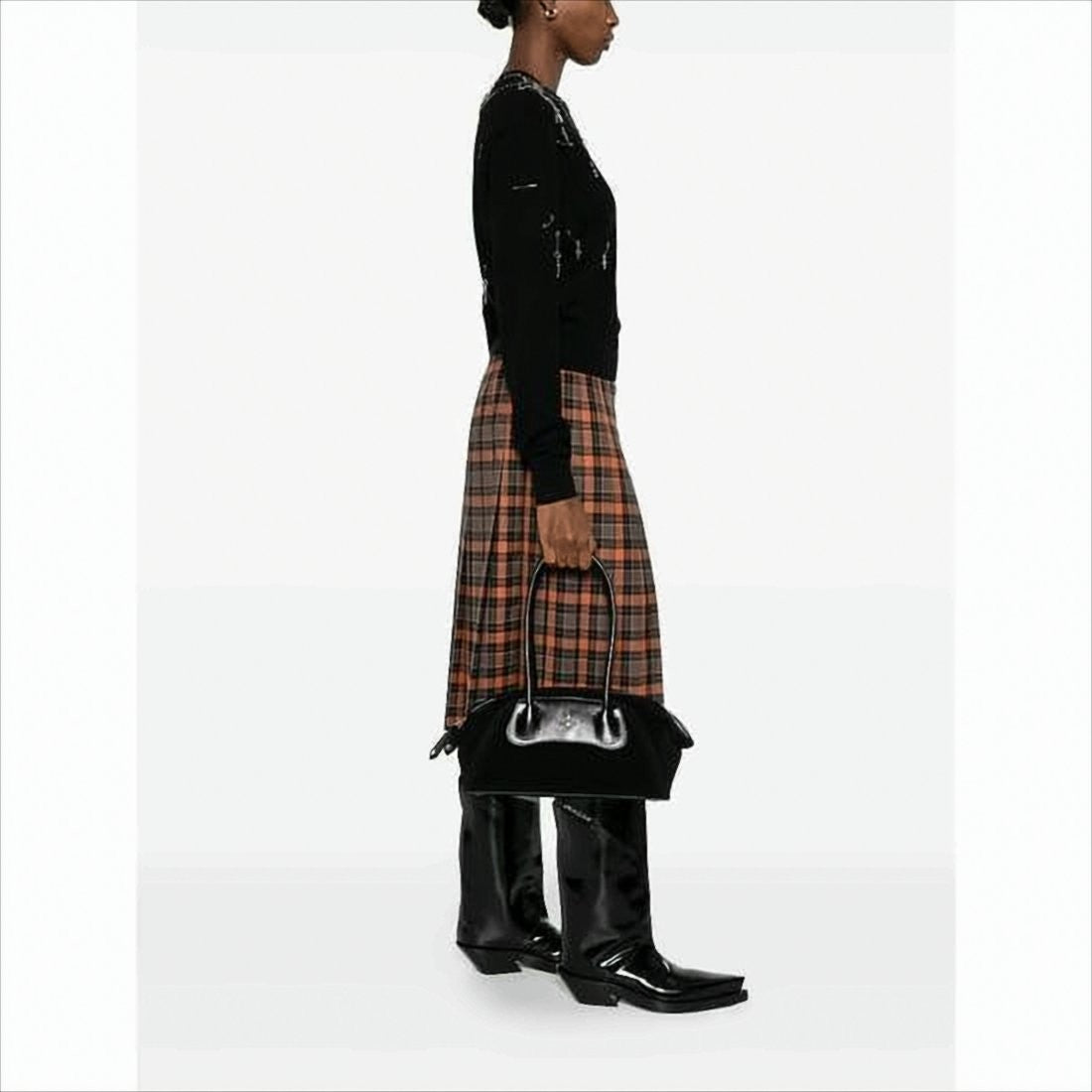 Vivienne Westwood Structured Black Suede Tote Bag