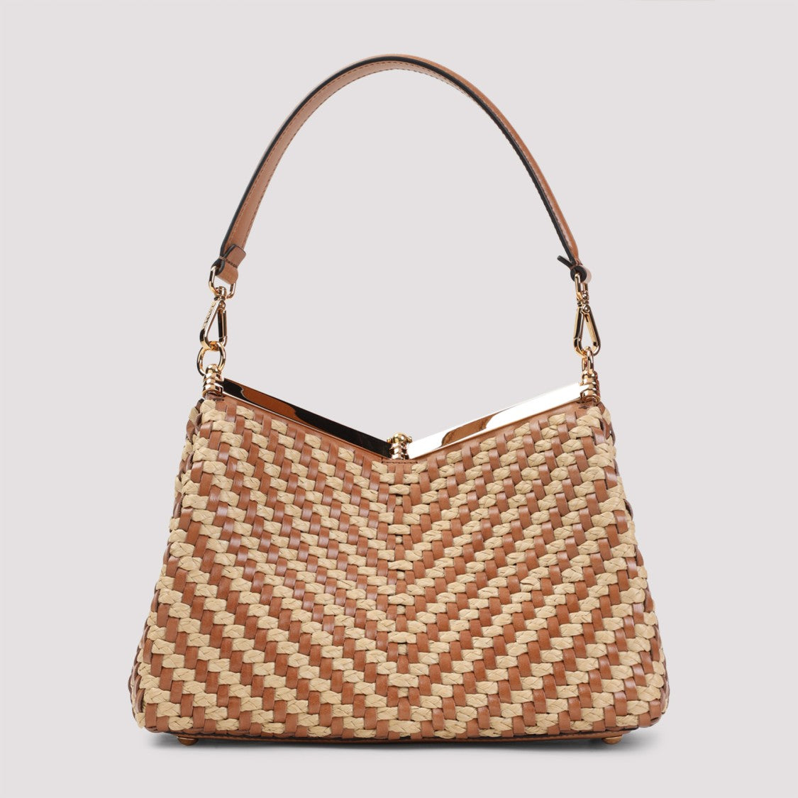 Etro Brown Raffia Vela M Rafia Shoulder Bag