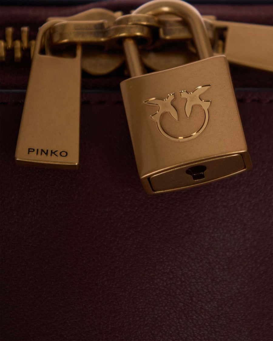 Pinko Structured Bowling Bag In Deep Burgundy